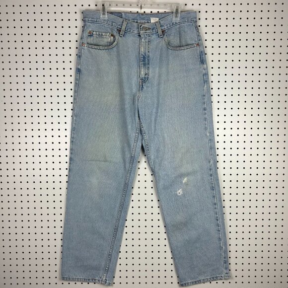 Levi's 550 Relaxed Fit Light Wash Mom Jean 32x30 Colombia Vintage 90s Distressed - Picture 4 of 8